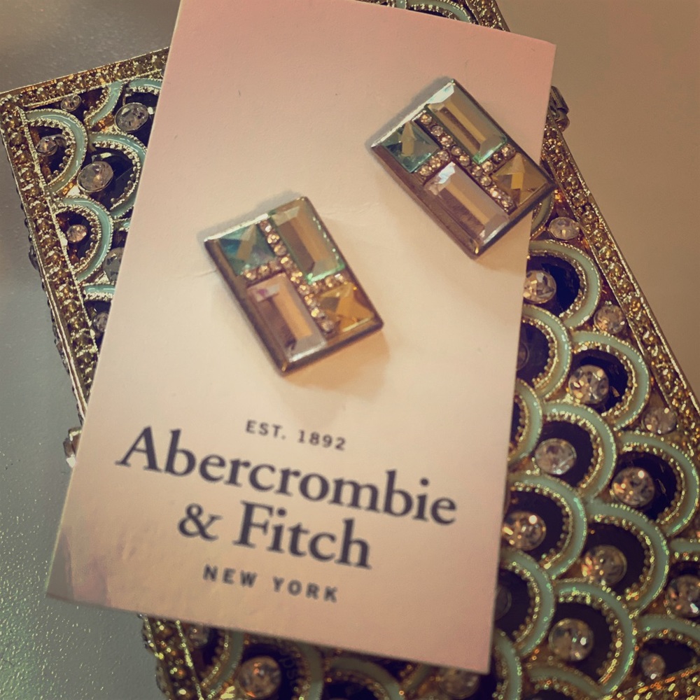 Vintage Rhinestone square earrings stud